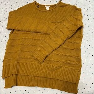 H&M Yellow Crewneck Sweater with Knit Texture and Classic Design